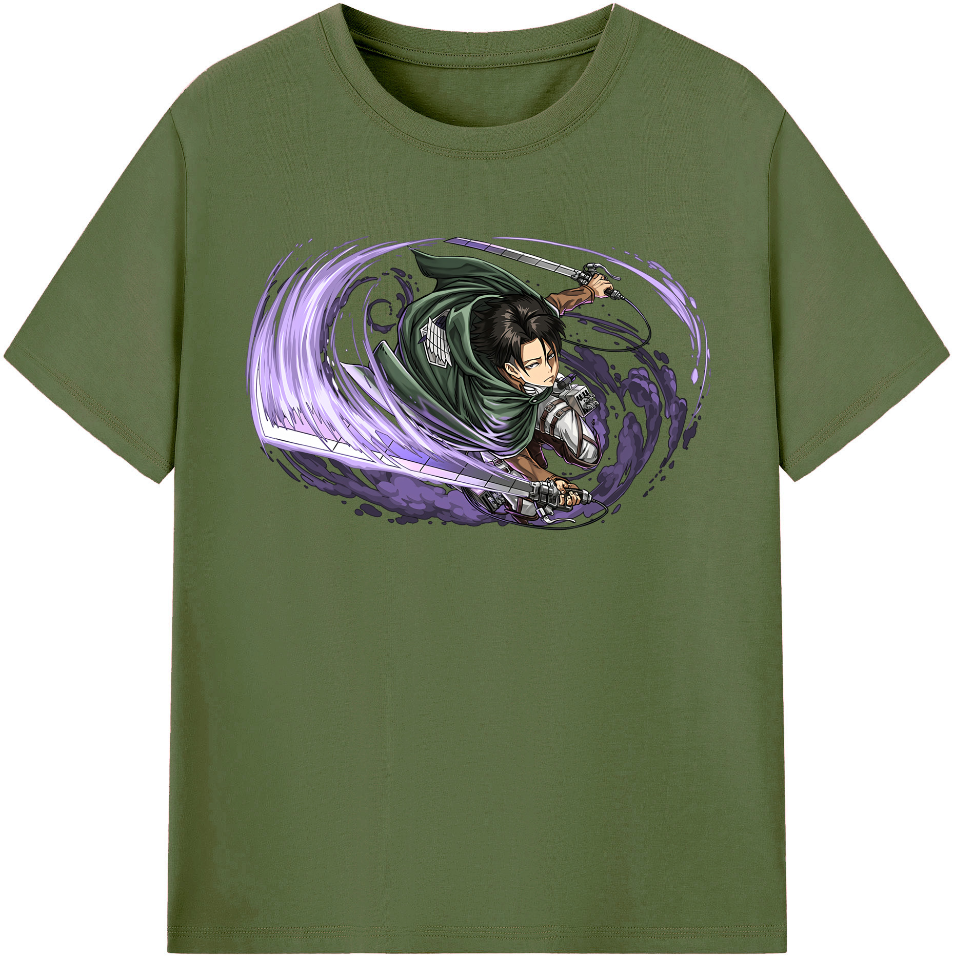 （画像用） 進撃の巨人 リヴァイ·アッカーマン Attack on Titan Levi Ackerman 綿100％半袖Tシャツ（フロントプリント）